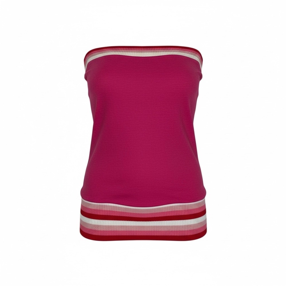 Lucca Strapless Tube Top Pink White Striped‎ Banded Casual Summer Size Small